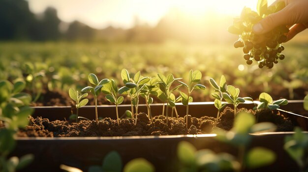 Zdjęcie plantatora rozdającego nasiona na polu