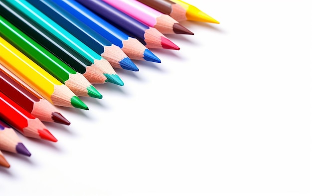 Zdjęcie płaskiego układu z kolorowym ołówkowym tłem
