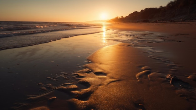Zdjęcie plaży o zachodzie słońca