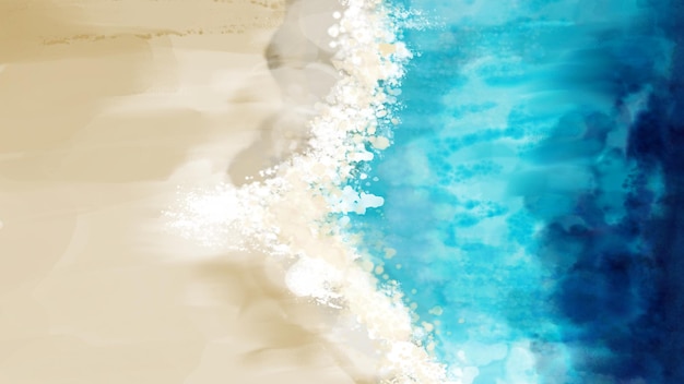 Zdjęcie plaży z błękitną wodą i białą piaszczystą plażą