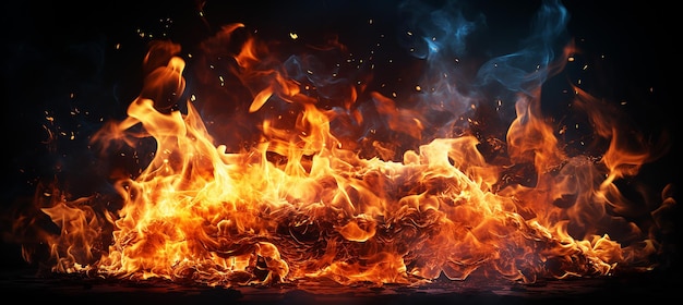 Zdjęcie płomienia ognia na czarnym tle
