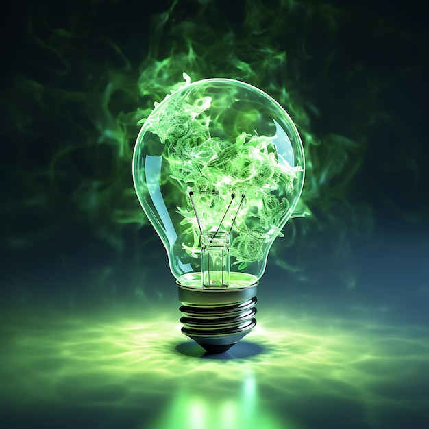 zdjęcie pokazuje futurystyczną zieloną energię silne kolory jasne