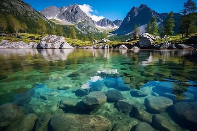 Zdjęcie zdjęcie pokojowej refleksji w norweskich górach