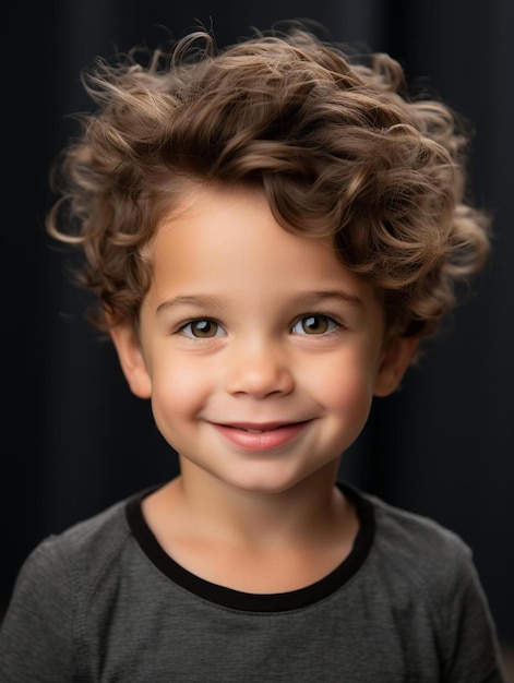Zdjęcie portretowe kanadyjskiego malucha, uśmiechającego się, proste włosy