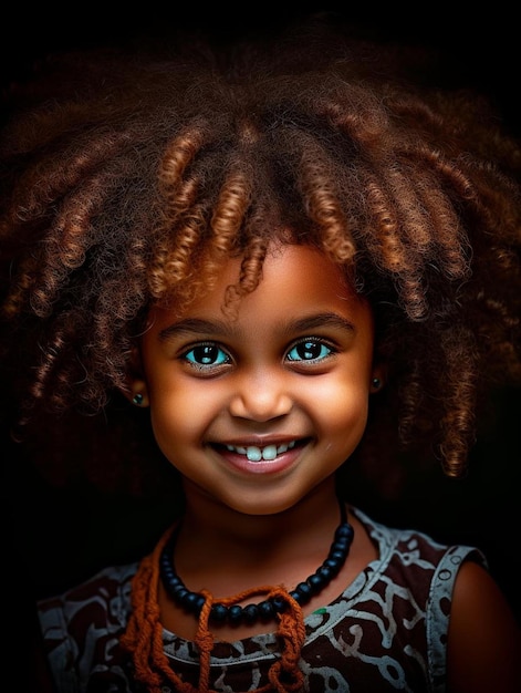 Zdjęcie portretowe kenijskiego niemowlęcia z uśmiechniętymi kręconymi włosami