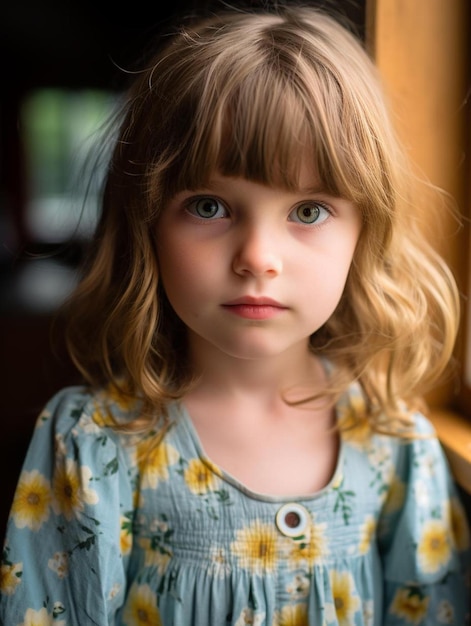 Zdjęcie portretowe niemieckiej dziewczynki z prostymi włosami