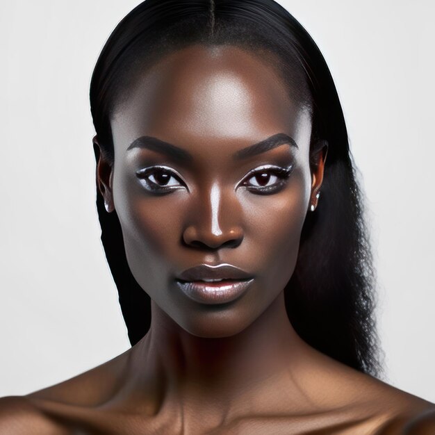 Zdjęcie portretowe piękna młoda kobieta o idealnej skórze dla produktów kosmetycznych Generative AI