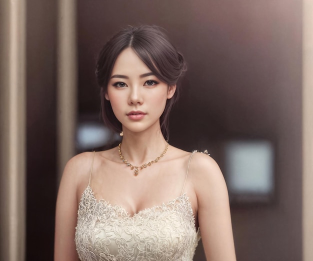 Zdjęcie portretowe pięknej azjatyckiej kobiety generatywnej AI