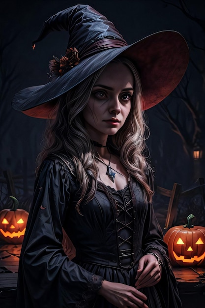 Zdjęcie portretu Halloweenowej Wiedźmy
