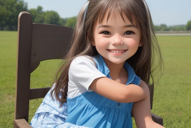 zdjęcie portretu uroczej pięknej młodej dziewczyny dziecko uśmiechając się z czystymi zębami używany dentysta i włosy