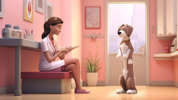 Zdjęcie postaci 3D omawiającej opiekę nad zwierzętami domowymi