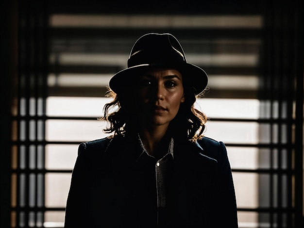 zdjęcie poważnej detektyw kobiety na miejscu zbrodni generatywnej AI