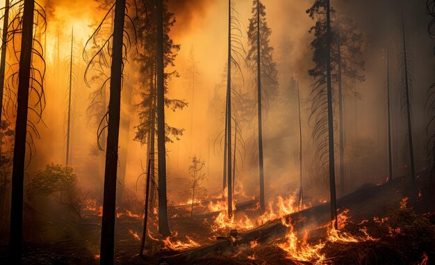 Zdjęcie pożaru lasu Generacyjna sztuczna inteligencja