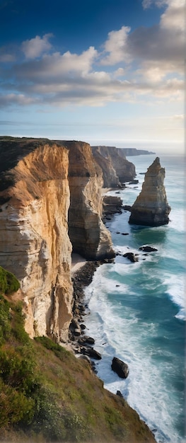 Zdjęcie prawdziwe jak Cliffside Majesty Przybrzeżne klify stoją wysoko świadectwo natury rzeźbiącej w naturze