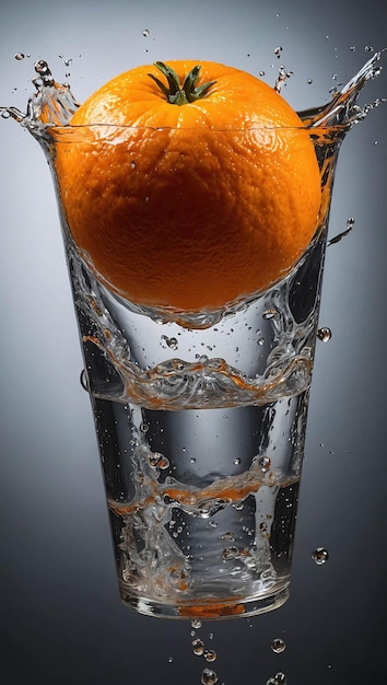 Zdjęcie zdjęcie premium dojrzałe pomarańczowe owoc splashing z wodą świeże podstawowe szablon reklamy