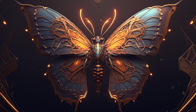 Zdjęcie premium fantasy motyl kolory piękna sztuka generowana przez Ai
