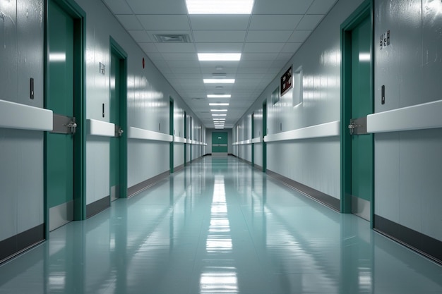 Zdjęcie przedstawia pustkę w korytarzu szpitala, ciszę i spokój.