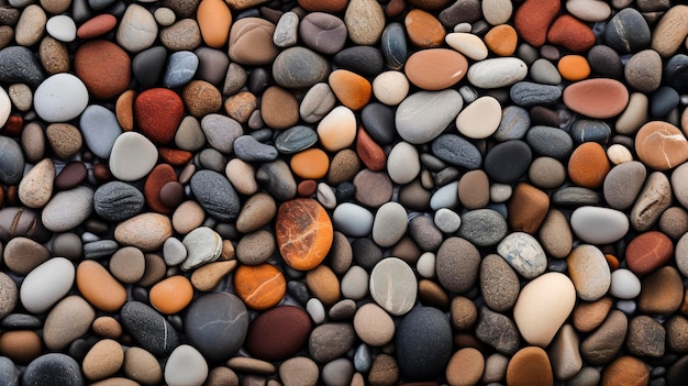 Zdjęcie przedstawiające bardzo szczegółowy ujęcie kamyków plażowych ułożonych w wzór zen w sunse