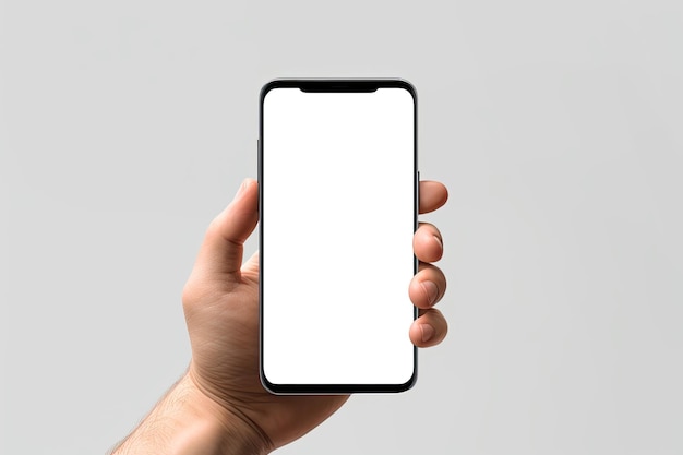 Zdjęcie przedstawiające makietę telefonu z szablonem systemu Android przedstawia palec wskazujący stukający w h
