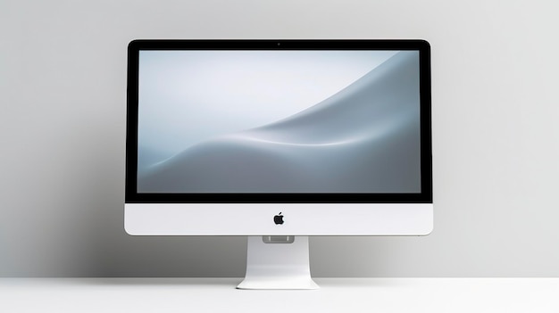 Zdjęcie przedstawiające minimalistyczną kompozycję monitora Apple Thunderbolt na czystej powierzchni
