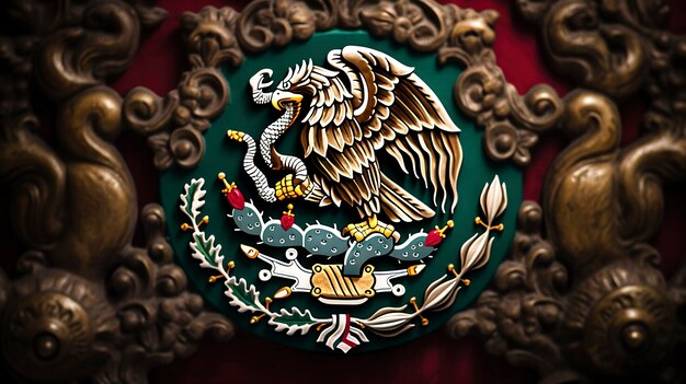 Zdjęcie zdjęcie przedstawiające misterne szczegóły i żywe kolory trójkolorowej flagi meksyku