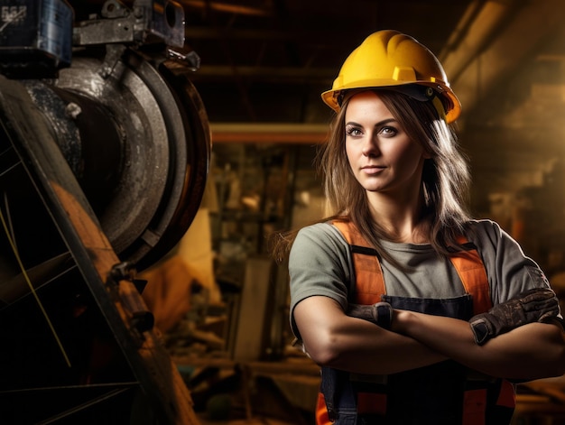 zdjęcie przedstawiające naturalną kobietę pracującą jako pracownik budowlany