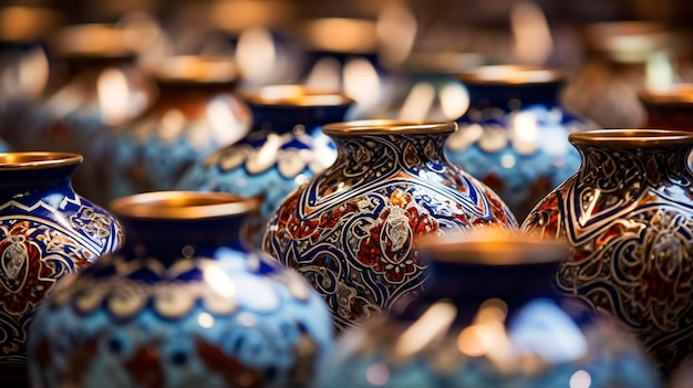 Zdjęcie przedstawiające piękno islamskich dzieł sztuki ceramicznej lub ceramicznej