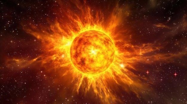 Zdjęcie przedstawiające słońce z gwiazdą w tle