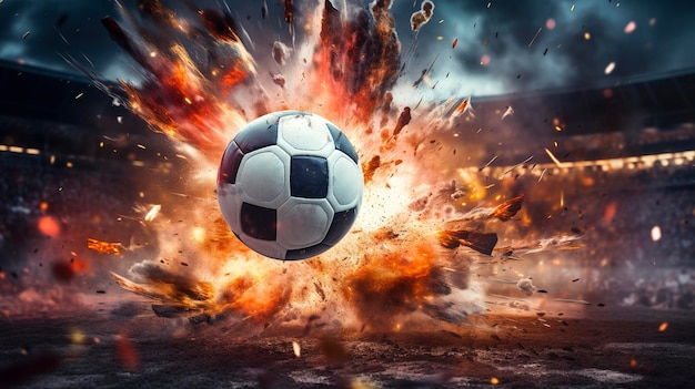 Zdjęcie przedstawiające wybuchowy moment gracza rozbijającego piłki na początku meczu