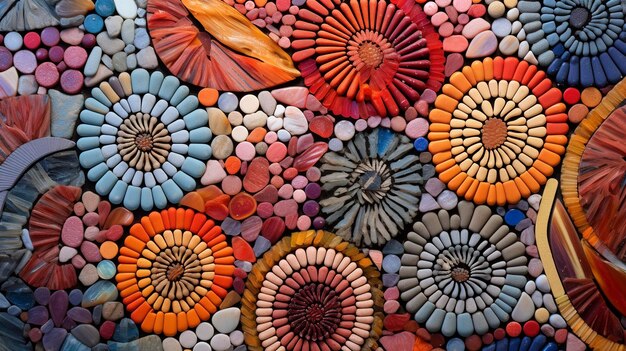 Zdjęcie przedstawiające żywe kolory i geometryczne wzory mozaiki