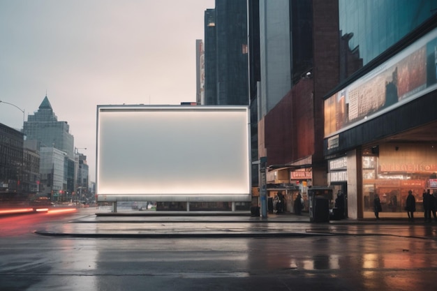 Zdjęcie zdjęcie pustego billboardu na chodniku w pobliżu drogi