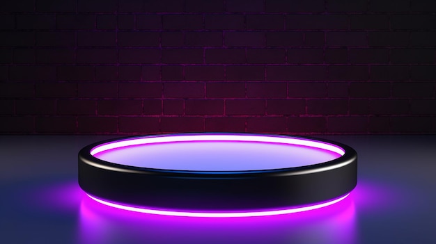 Zdjęcie pustej sceny podium neonowego światła na podium do makiety wyświetlania produktu