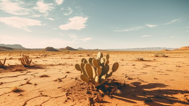 Zdjęcie pustyni z kaktusowymi wydmami piaszczystymi