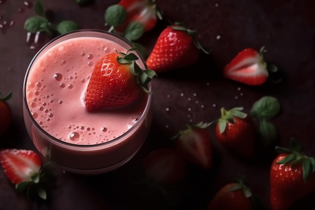 Zdjęcie pyszne smoothie truskawkowe