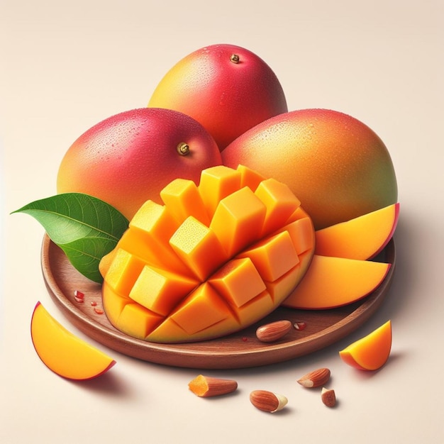 Zdjęcie pysznego, świeżego, słodkiego i soczystego, dojrzałego pomarańczowego mango