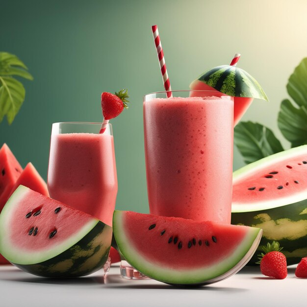 zdjęcie realistyczne gałęzie melonowego smoothie z odizolowanym białym papierem na tle