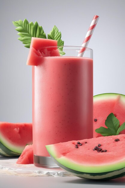 zdjęcie realistyczne gałęzie melonowego smoothie z odizolowanym białym papierem na tle