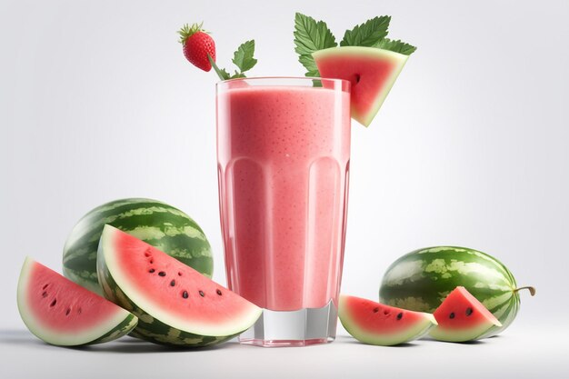 zdjęcie realistyczne gałęzie melonowego smoothie z odizolowanym białym papierem na tle