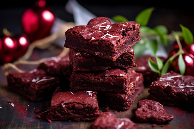 Zdjęcie zdjęcie red velvet heartshaped brownies valentines