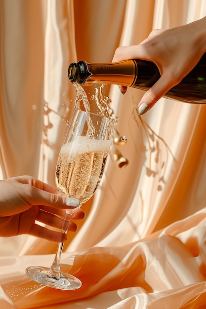 zdjęcie ręki trzymającej pełną szklankę szampana