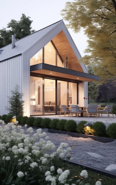 Zdjęcie renderowania 3D nowoczesnego domu