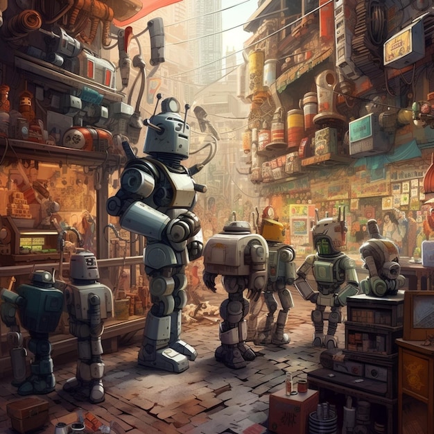 Zdjęcie robotów w sklepie z napisem robot.