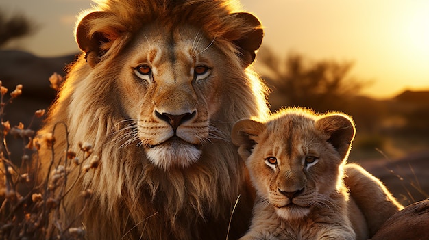 zdjęcie rodziny lwów