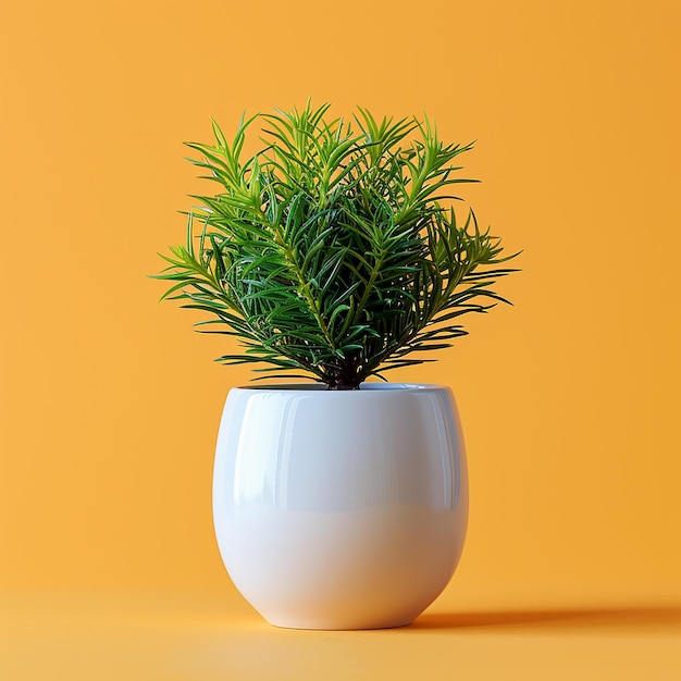 Zdjęcie roślin wewnętrznych Norfolk Island Pine Araucaria heterophylla w białym garnku na izolowanym yell