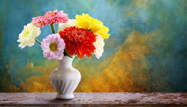 Zdjęcie różnych kwiatów w wazonie wygenerowanym przez AI