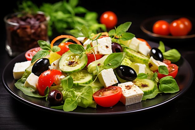 Zdjęcie sałatki śródziemnomorskiej z oliwkami
