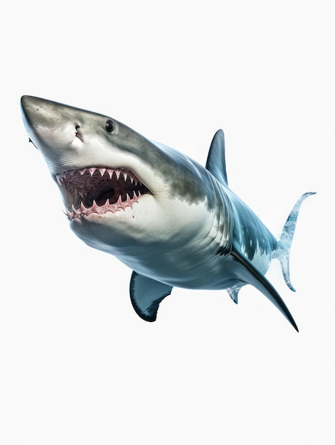 Zdjęcie Shark Studio wyizolowane na czystym białym tle Generatywna AI