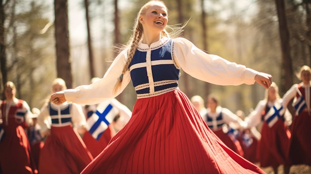 Zdjęcie zdjęcie skandynawskiej flagi w tradycyjnej kulturze