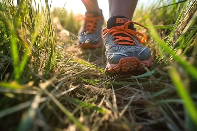 Zdjęcie śladów joggingu na świeżym powietrzu rano