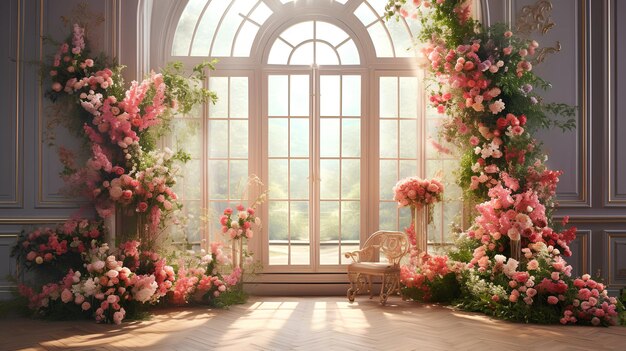 zdjęcie ślubnego pokoju kwiatowego Ślubnego pokoju kwiatowego Kwiaty do pokoju weselnego